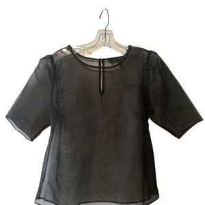 White House Black Market Black Sheer Women's Top Size 10.